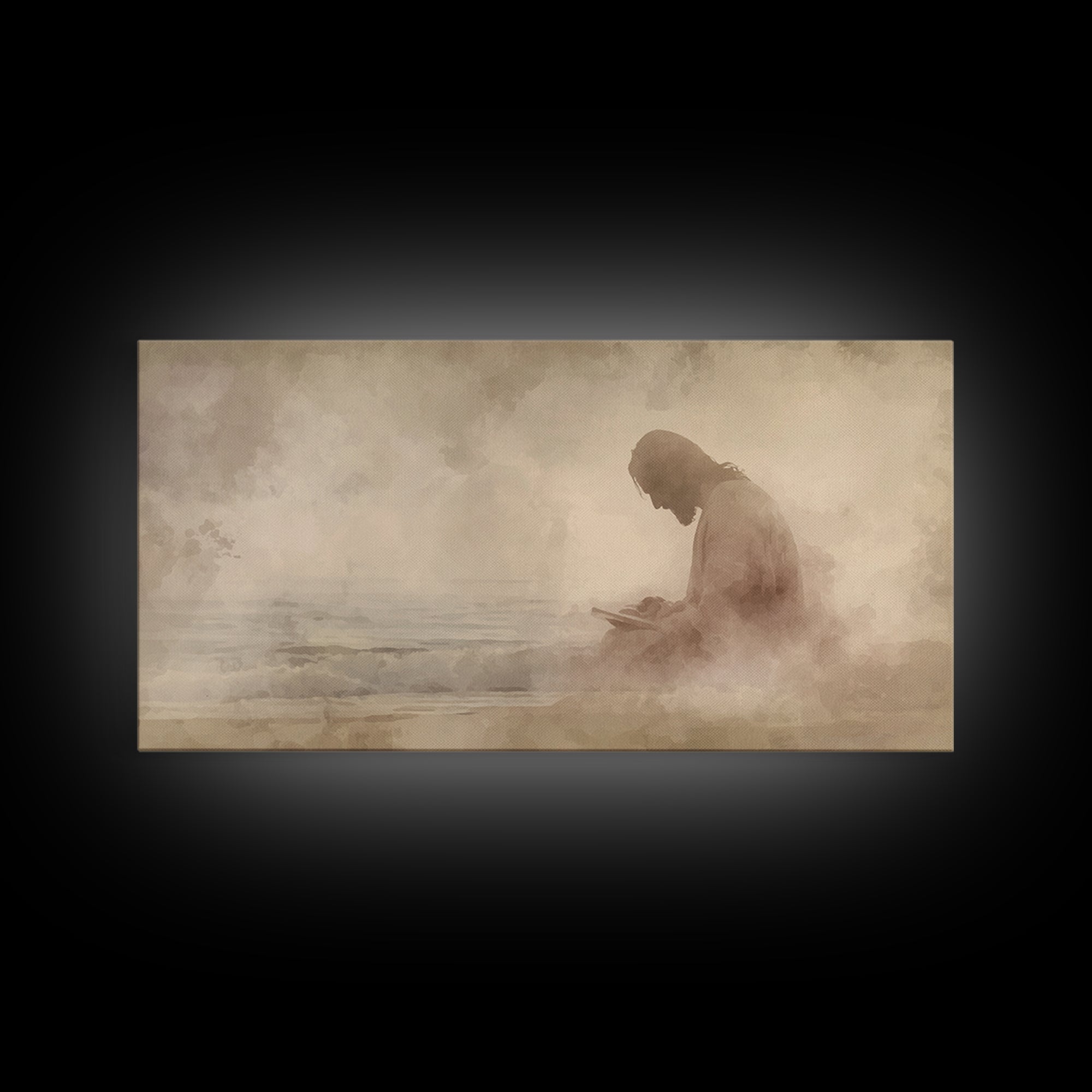Quiet Harvest Light, Framed Canvas Print, Christian Wall Art, Christian Art Canvas, Abstract Christian Art, Moody Christian Art, Modern Jes