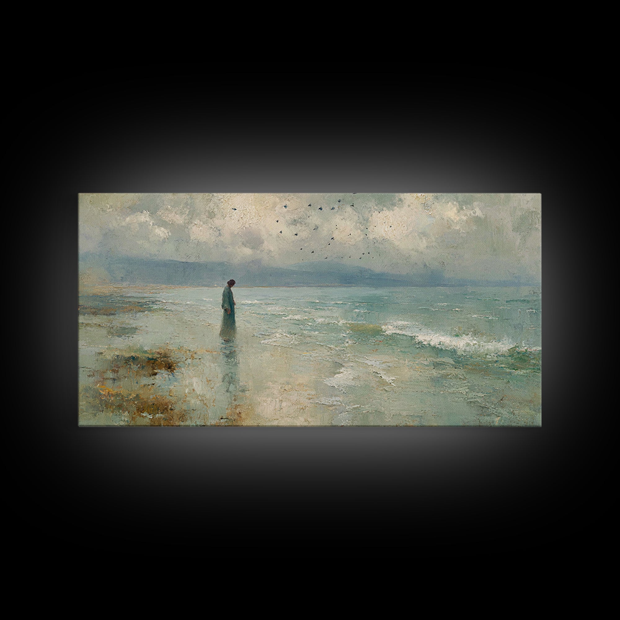 Haven of Peace | Framed Canvas Print | Christian Wall Art | Jesus Canvas Art | Modern Christian Painting | Blue Christian Art | Christian G