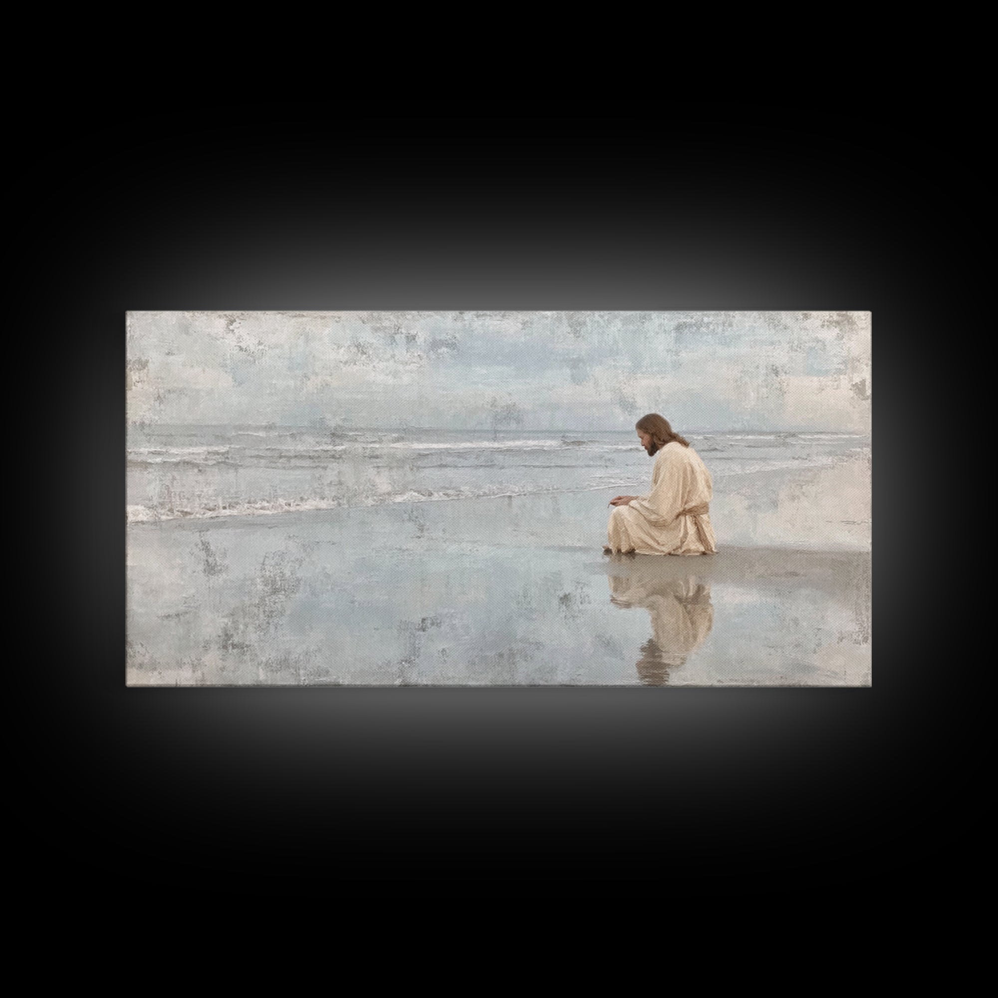 Morning Tide Hope, Framed Canvas Print, Christian Art Prints, Large Christian Art, Moody Christian Art, Christian Painting, Retro Christmas