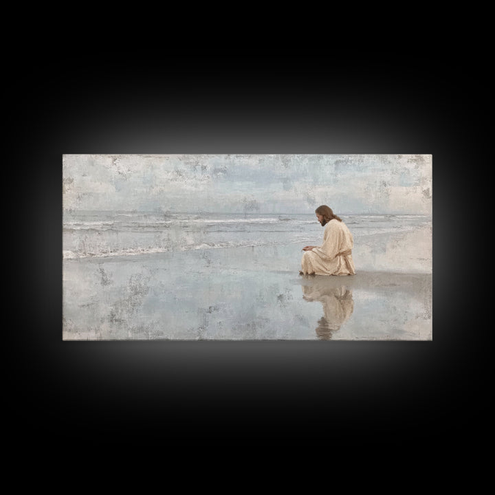 Morning Tide Hope, Framed Canvas Print, Christian Art Prints, Large Christian Art, Moody Christian Art, Christian Painting, Retro Christmas