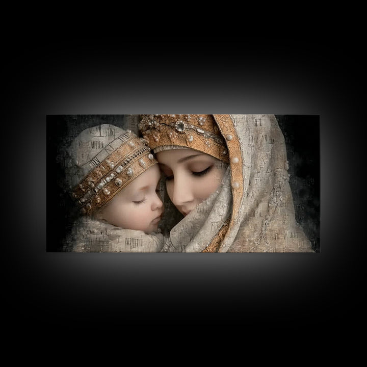 Holy Mother Grace | Framed Canvas Print | Mary and Jesus Painting | Christian Wall Art | Christian Art Print | Vintage Christian Art | Chri
