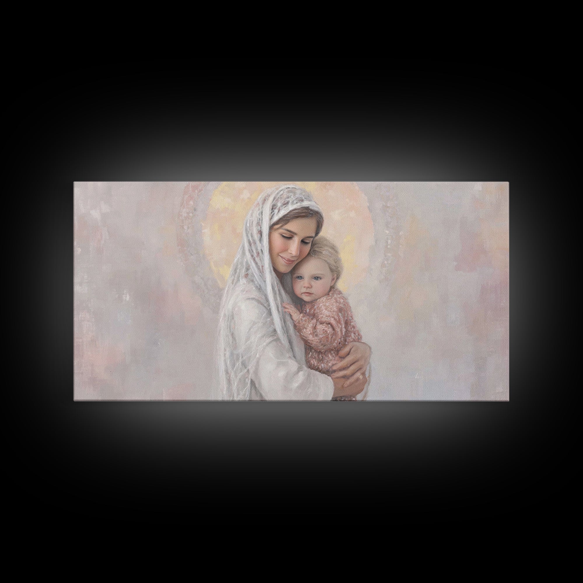 Radiant Motherhood | Framed Canvas Print | Christian Art Canvas | Christian Christmas Art | Mary And Jesus Painting | Christian Wall Art |