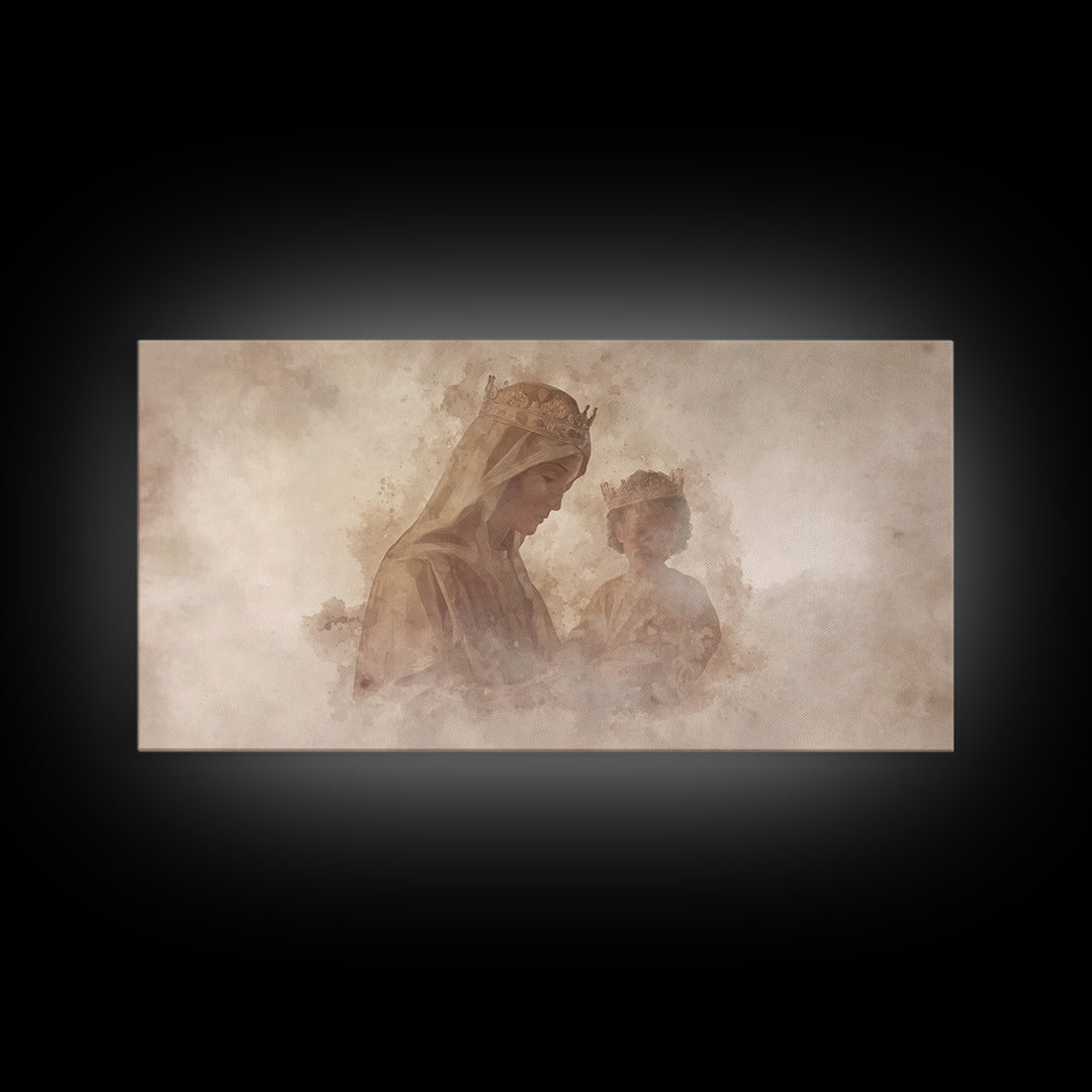 Crowned Serenity | Framed Canvas Print | Christian Wall Art | Vintage Christian Art | Christian Art Canvas | Christian Christmas Art | Jesu