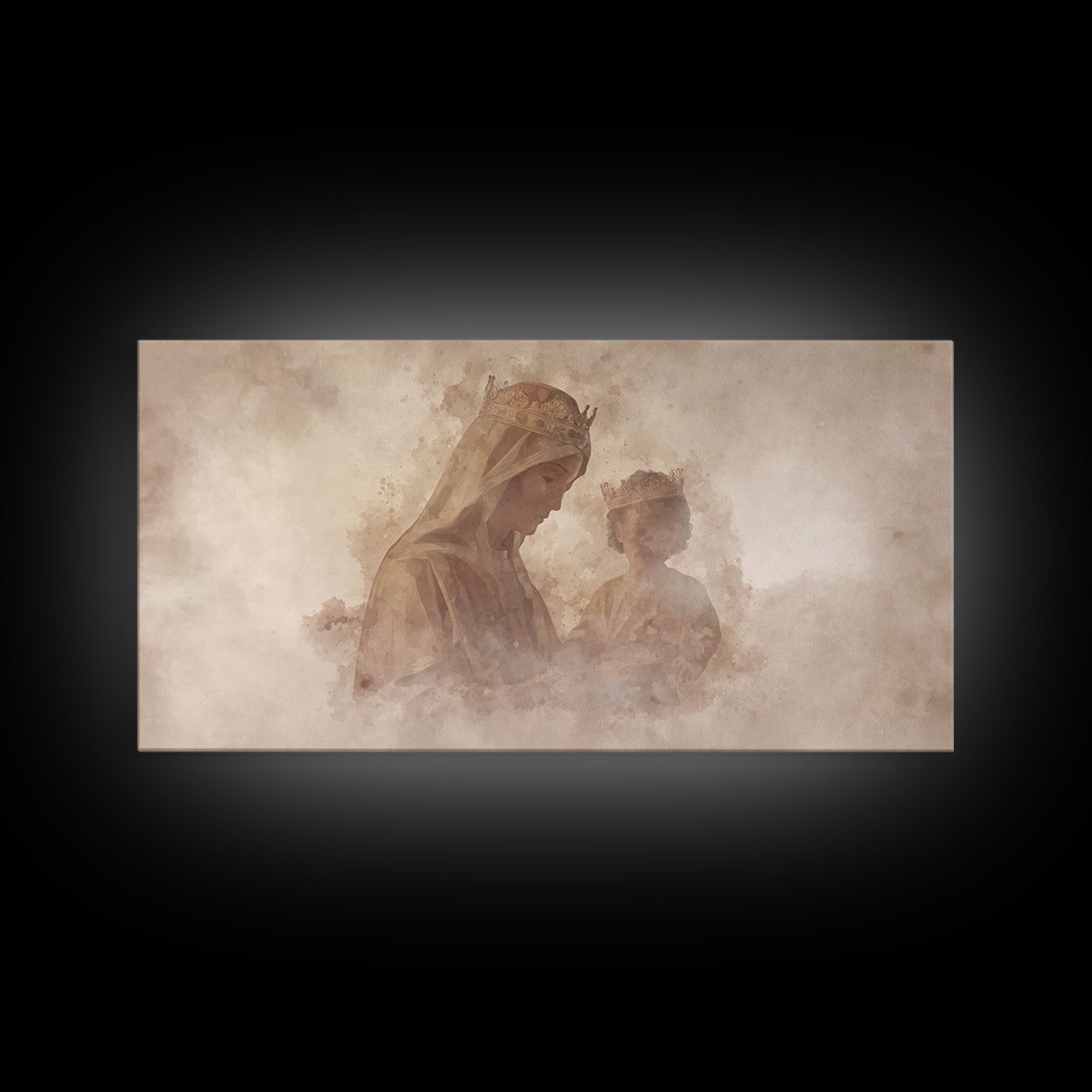Crowned Serenity | Framed Canvas Print | Christian Wall Art | Vintage Christian Art | Christian Art Canvas | Christian Christmas Art | Jesu