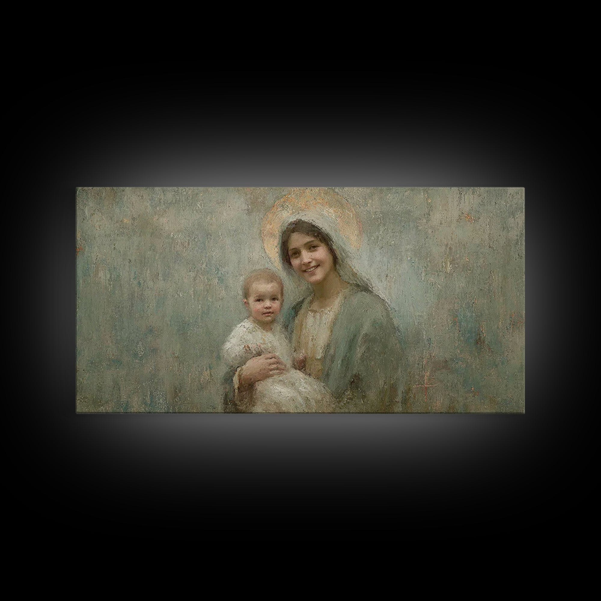 Joyful Promise, Framed Canvas Print, Christian Art Canvas, Christian Wall Art, Mary And Jesus Painting, Christmas Art, Christian Decor