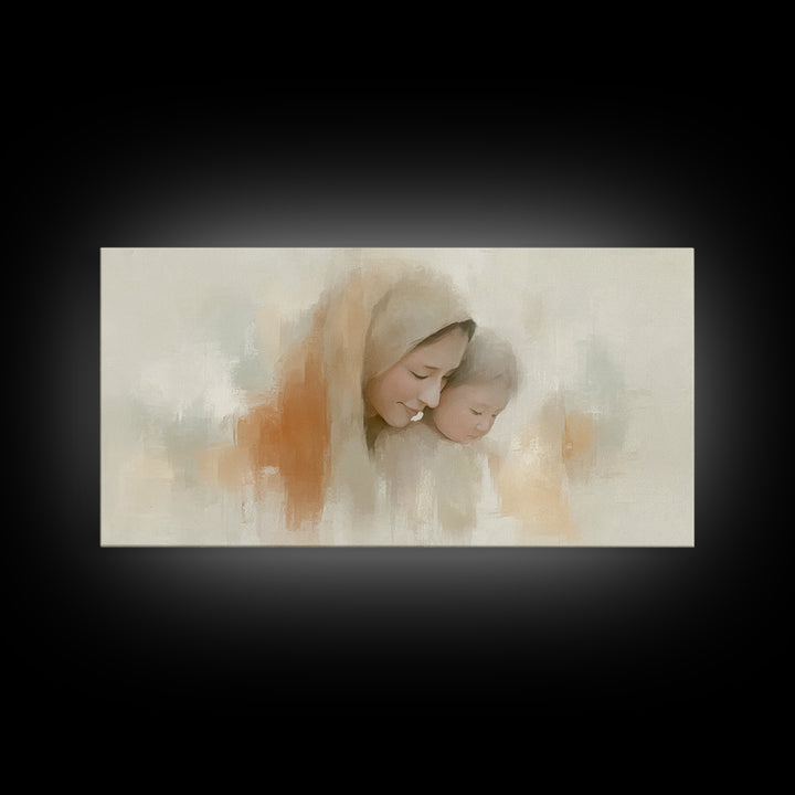 Gentle Dawn – Framed Canvas Print – Christian Art Canvas – Christian Wall Art – Mary And Jesus Painting – Christmas Art – Christian Christm