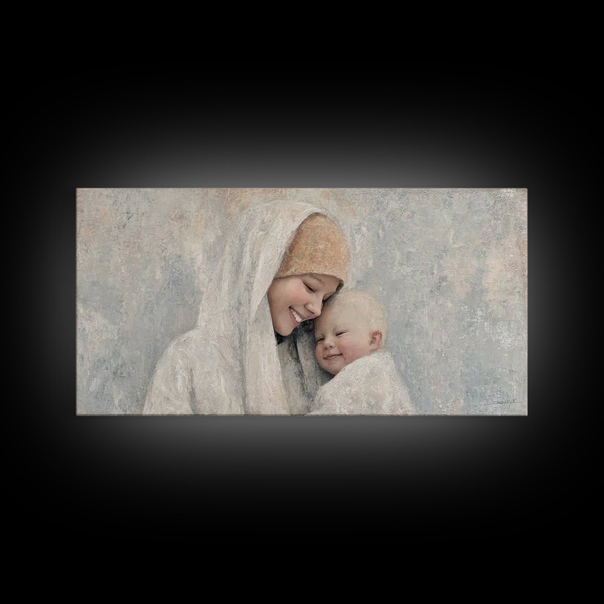Blessed Lullaby, Framed Canvas Print, Christian Art Canvas, Christian Wall Art, Christian Christmas Art, Jesus Painting, Christian Gift