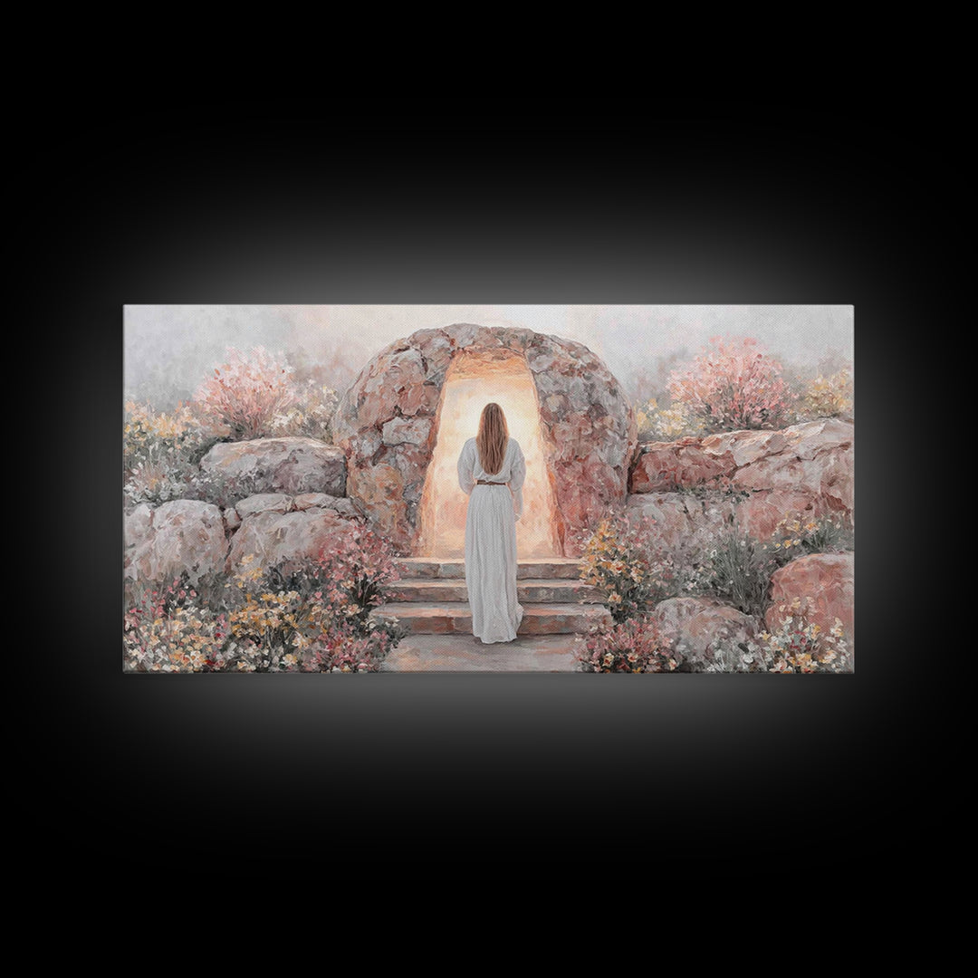 Path Of Light – Framed Canvas Print – Christmas Art – Jesus Painting – Christian Art Canvas – Large Christian Art – Christian Wall Art