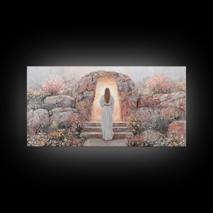 Path Of Light – Framed Canvas Print – Christmas Art – Jesus Painting – Christian Art Canvas – Large Christian Art – Christian Wall Art