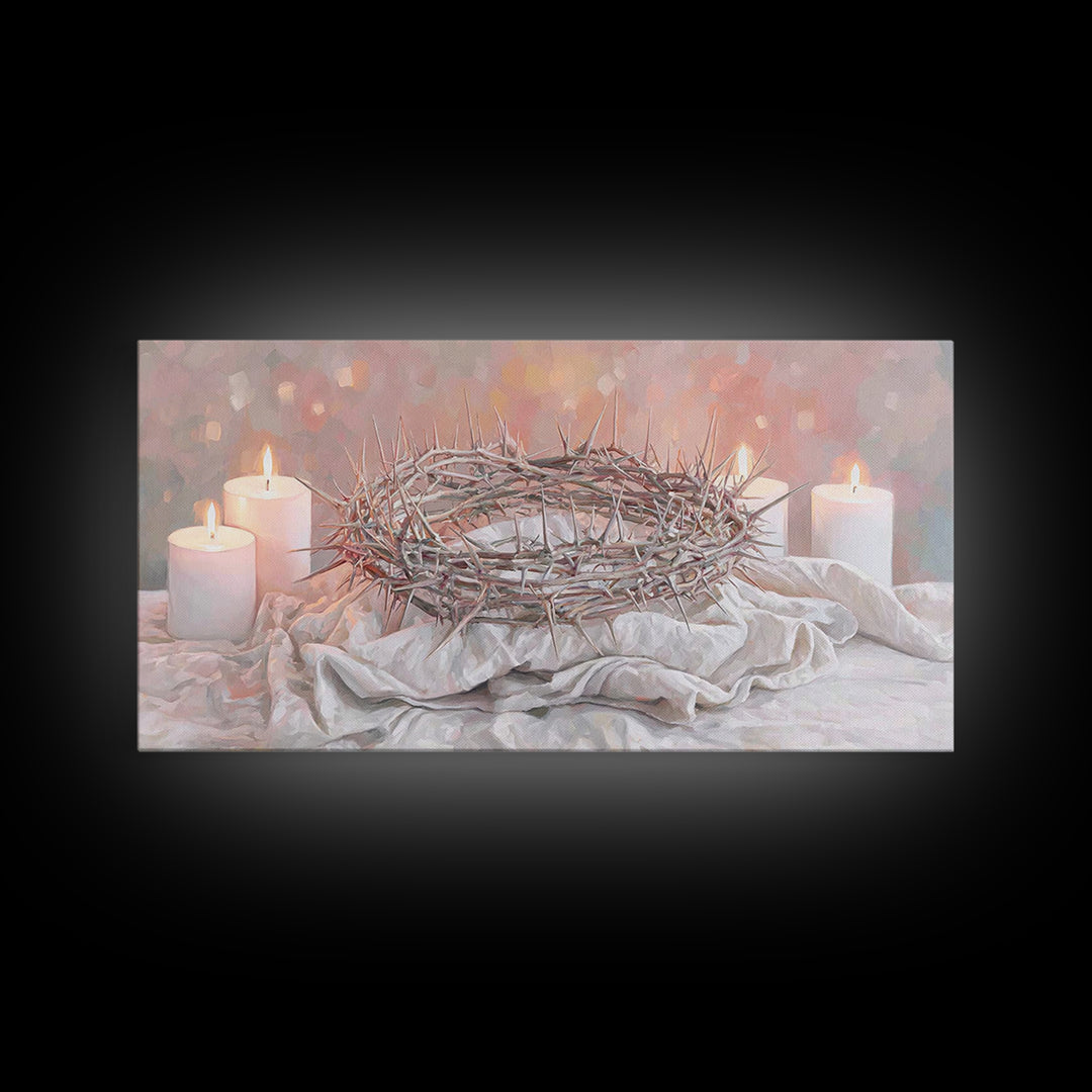 Thorns Of Glory, Framed Canvas Print, Christian Art Canvas, Christian Wall Art, Moody Christian Art, Christian Paintings, Christian Gift Id