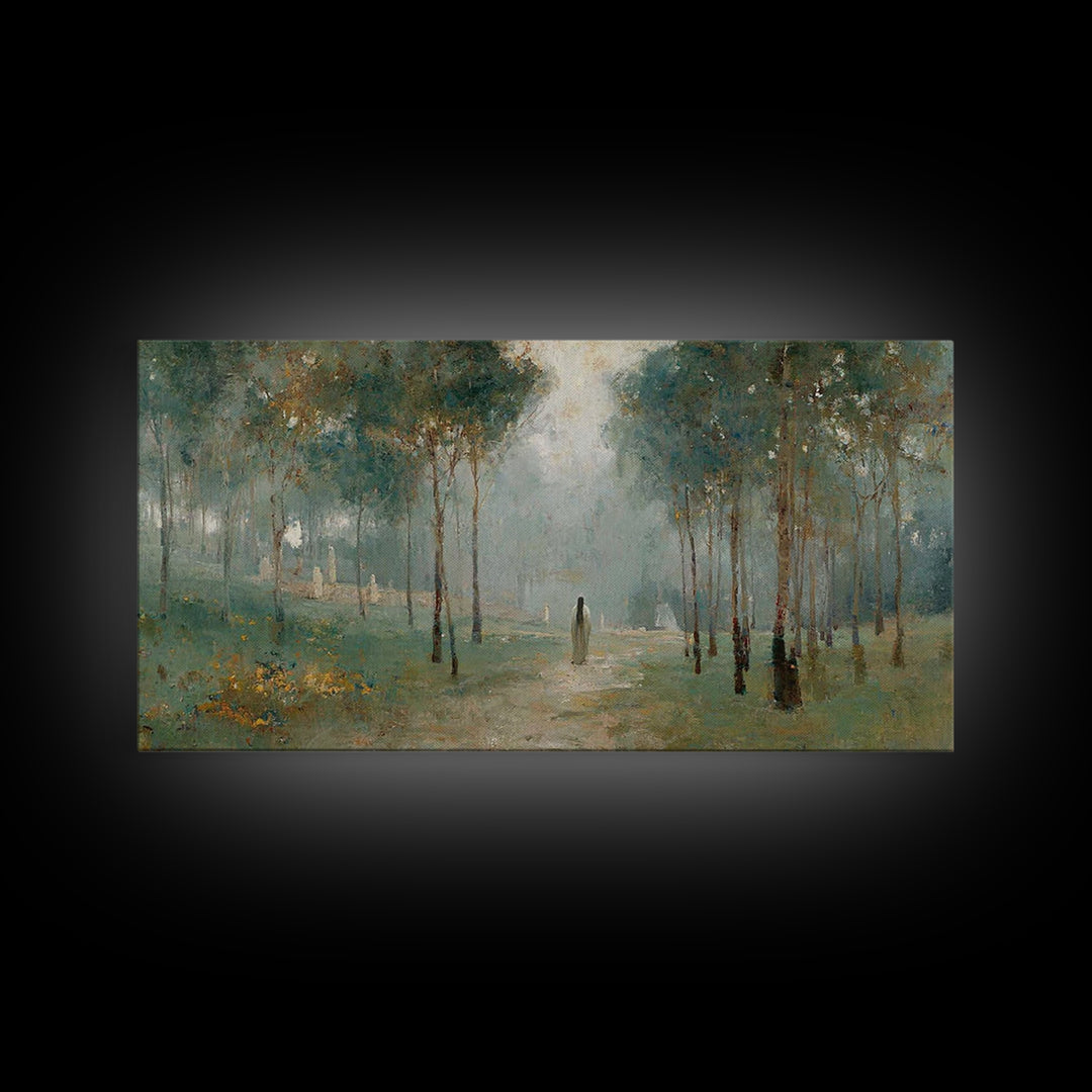 Morning Hope Trail – Framed Canvas Print – Christian Wall Art – Christian Art Canvas – Moody Christian Art – Christmas Art – Art Print