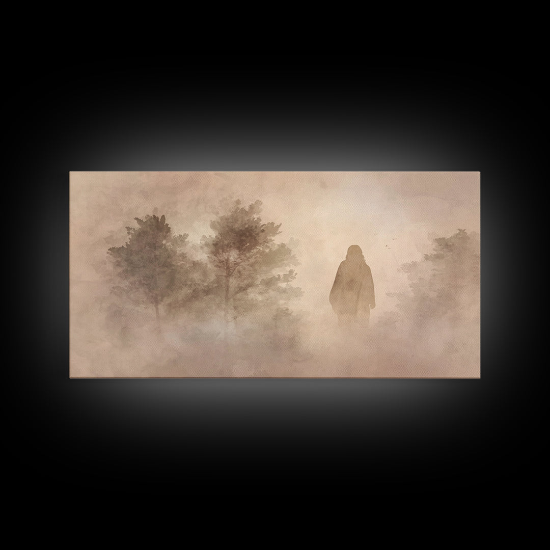 Silent Dawn Walk – Framed Canvas Print – Christian Wall Art – Christian Art Canvas – Jesus Painting – Christian Christmas Art – Art Print