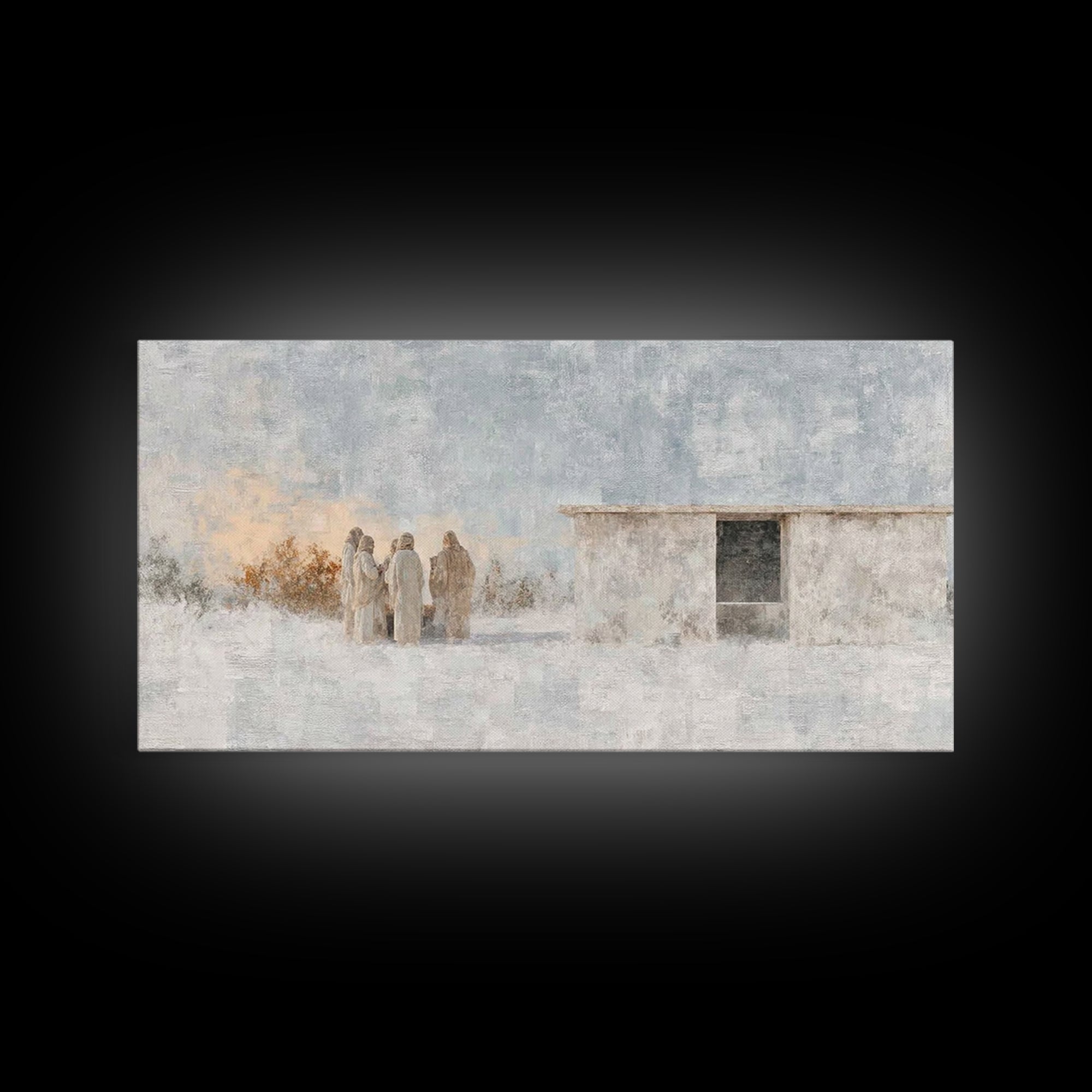 Humble Manger Night – Framed Canvas Print – Christian Wall Art – Christian Art Canvas – Jesus Christmas Art – Christmas Art – Art Print