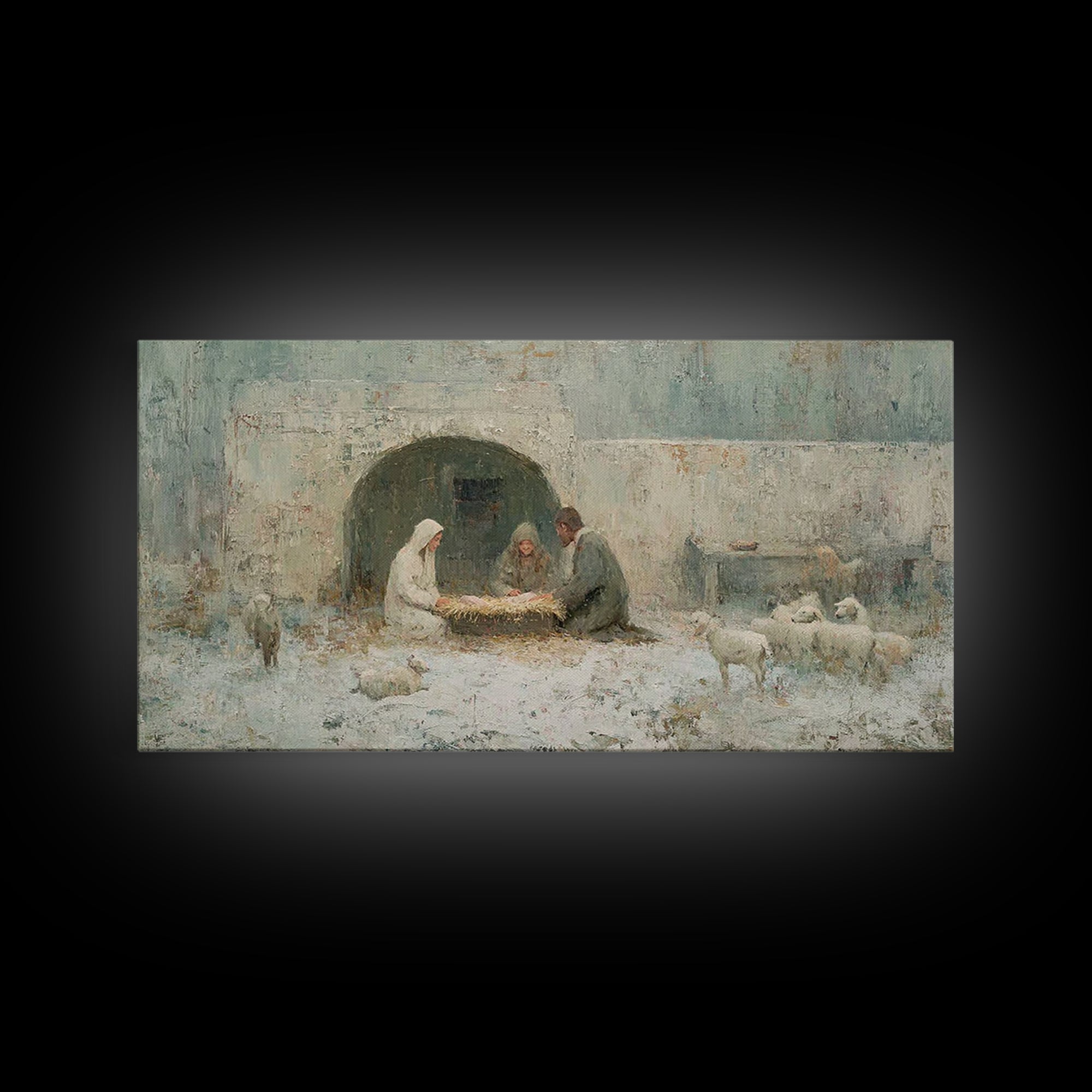 Bethlehem Peace – Framed Canvas Print – Christian Wall Art – Vintage Christian Art – Christian Art Canvas – Birth Of Jesus Painting