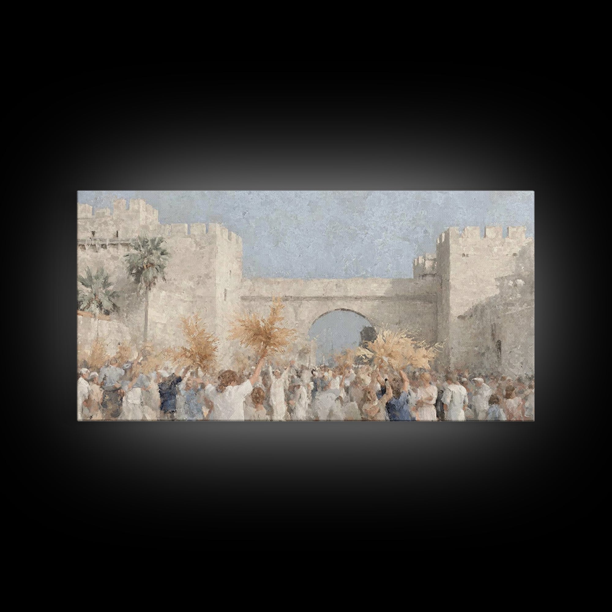 Palm Procession – Framed Canvas Print – Christian Christmas Art – Christian Art Canvas – Christian Wall Art – Jesus Painting