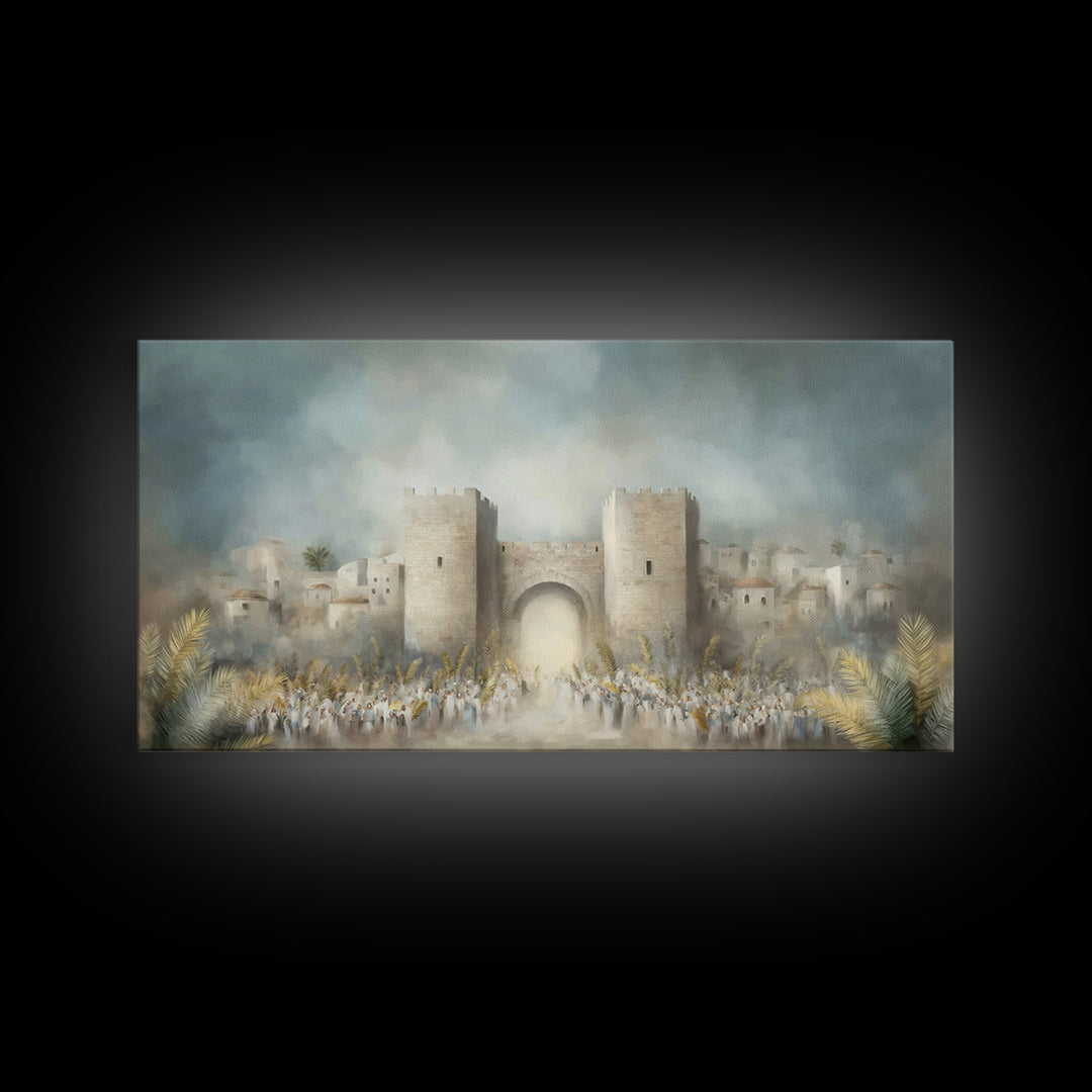 Triumphal Entry – Framed Canvas Print – Christian Art Canvas – Christian Painting – Christian Wall Art – Christian Christmas Decor