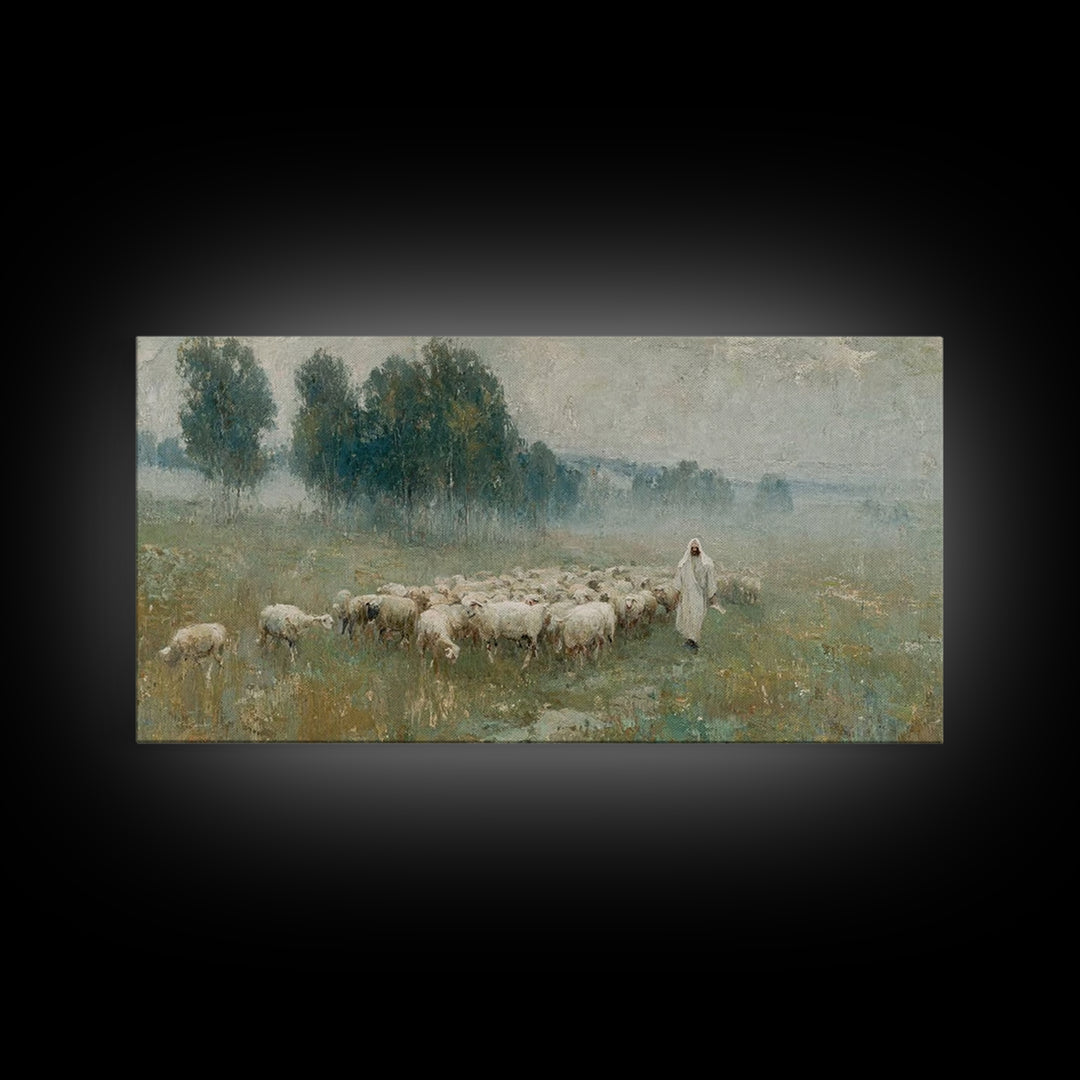 Valley Of Calm, Framed Canvas Print, Christian Wall Art, Jesus Painting, Christian Art Canvas, Large Christian Art, Christian Christmas Dec