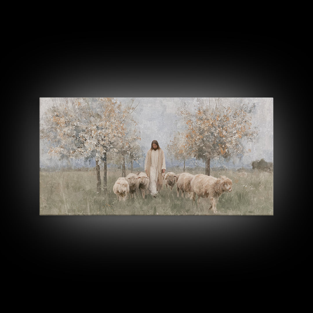 Shepherds Of Grace – Framed Canvas Print – Christian Wall Art – Jesus Painting – Christian Art Canvas – Christian Christmas Decor