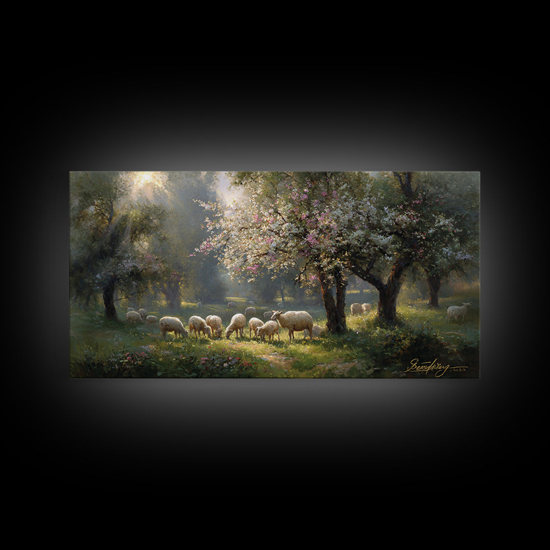 Garden Of Light | Framed Canvas Print | Christian Painting | Jesus Wall Art | Christian Gift Ideas | Vintage Christian Art
