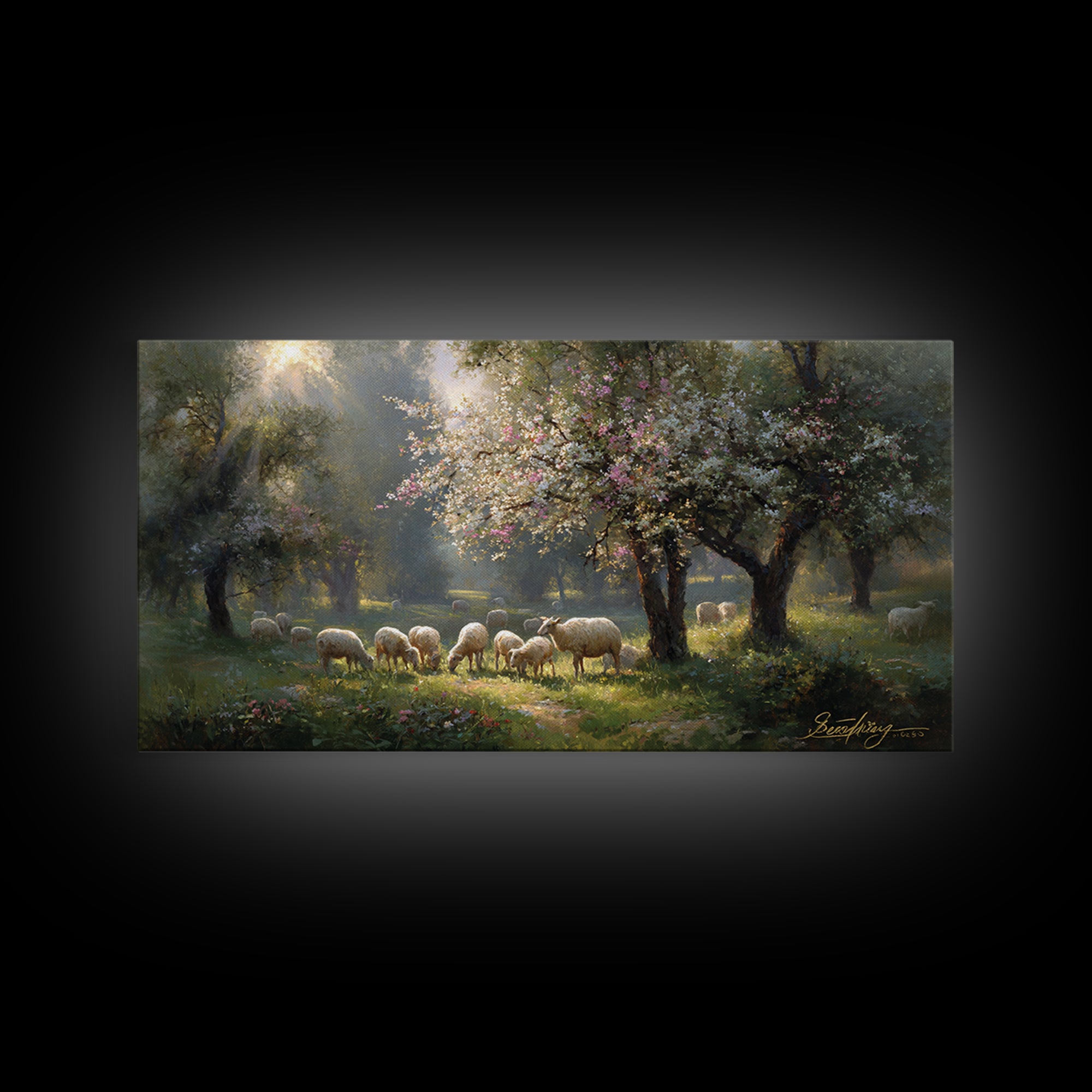 Garden Of Light | Framed Canvas Print | Christian Painting | Jesus Wall Art | Christian Gift Ideas | Vintage Christian Art