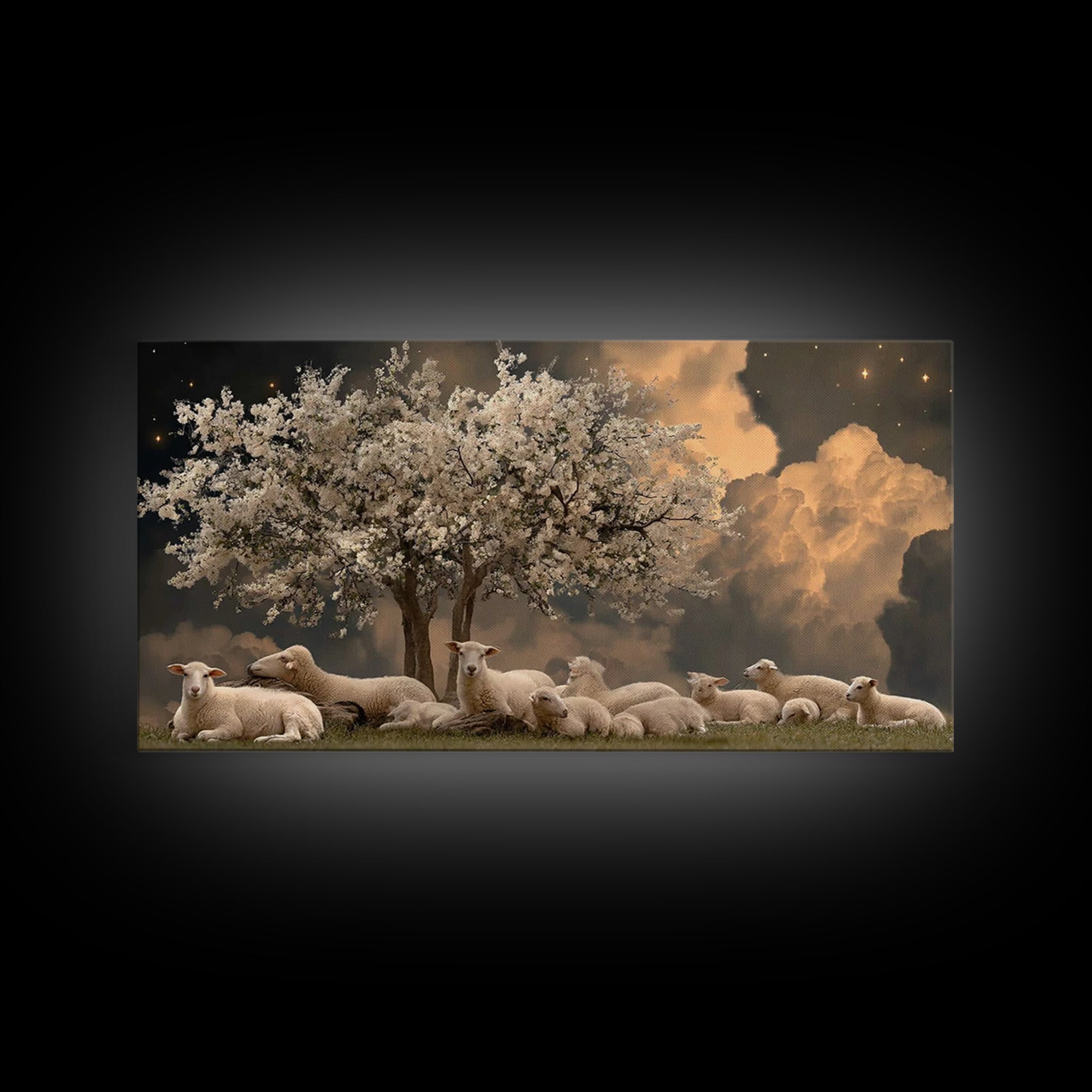 Silent Orchard Hope | Framed Canvas Print | Christian Art Work | Jesus Painting | Christian Christmas Decor | Large Christian Art