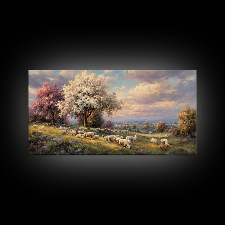 Shepherd’s Dawn, Framed Canvas Print, Christian Art Canvas, Jesus Painting, Christian Gift, Christmas Art Work