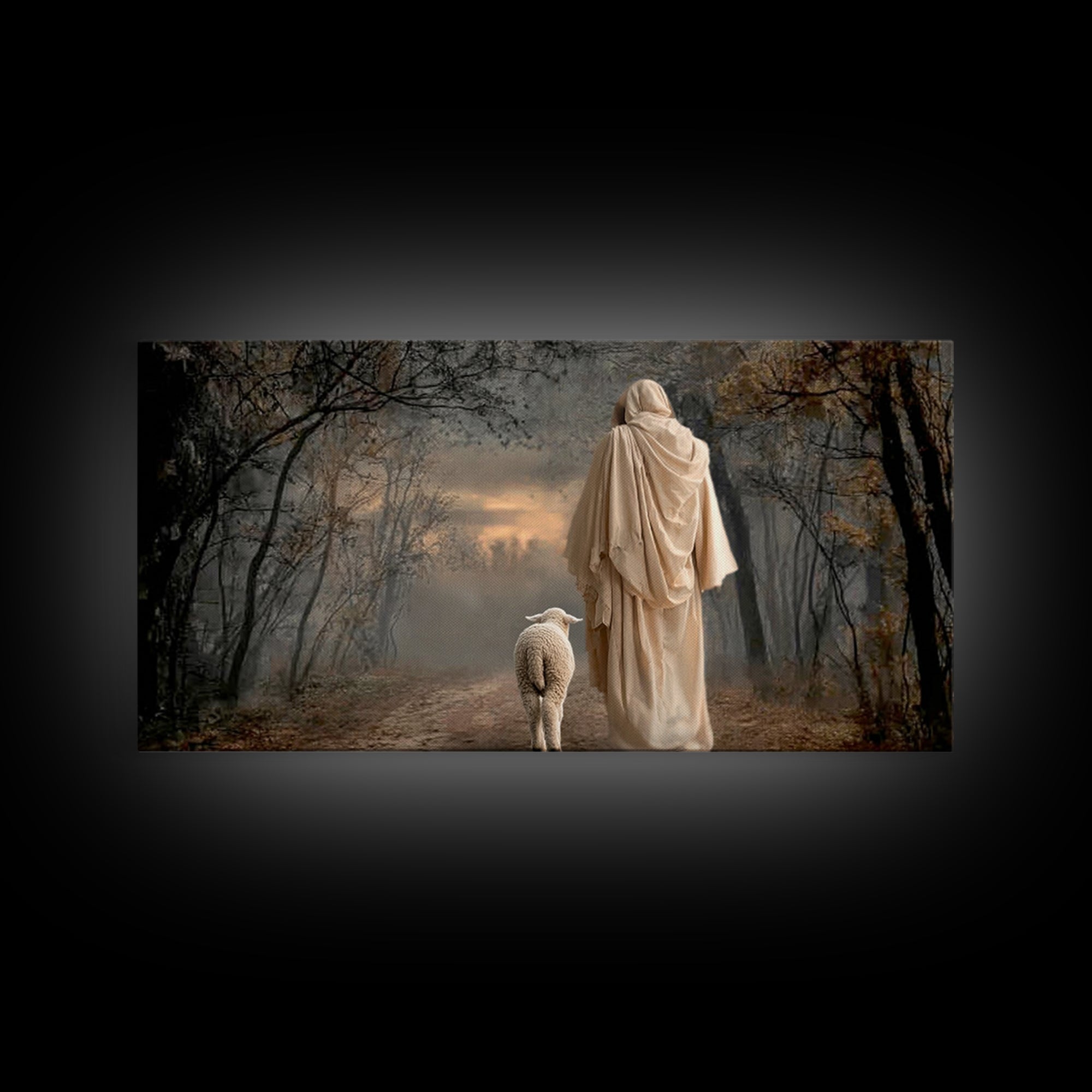 Guiding Shepherd - Framed Canvas Print - Jesus Painting - Christian Wall Art - Christian Christmas Decor - Christian Art Print