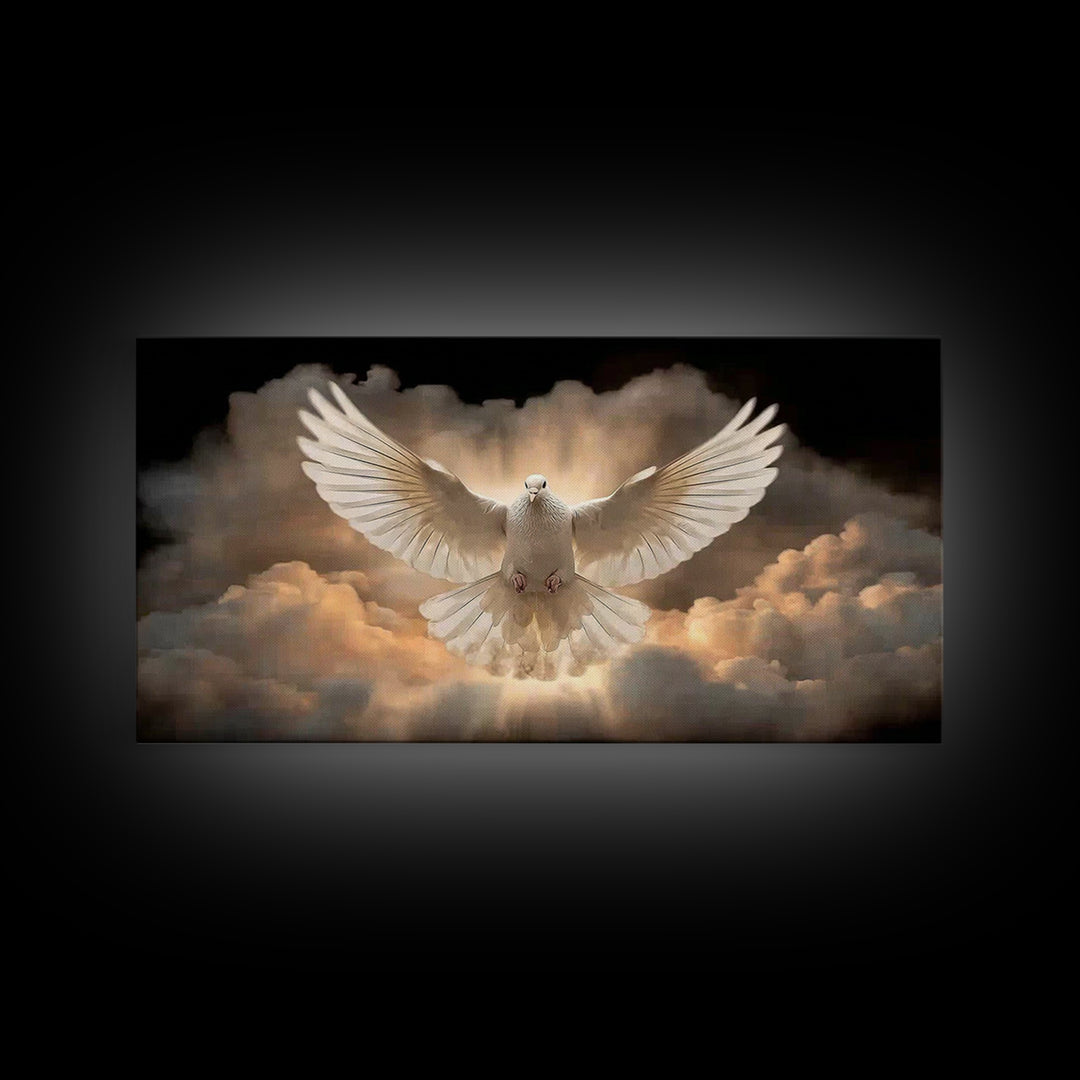 Dove Of Glory – Framed Canvas Print – Christian Painting – Large Christian Painting – Moody Christian Art – Christian Decor