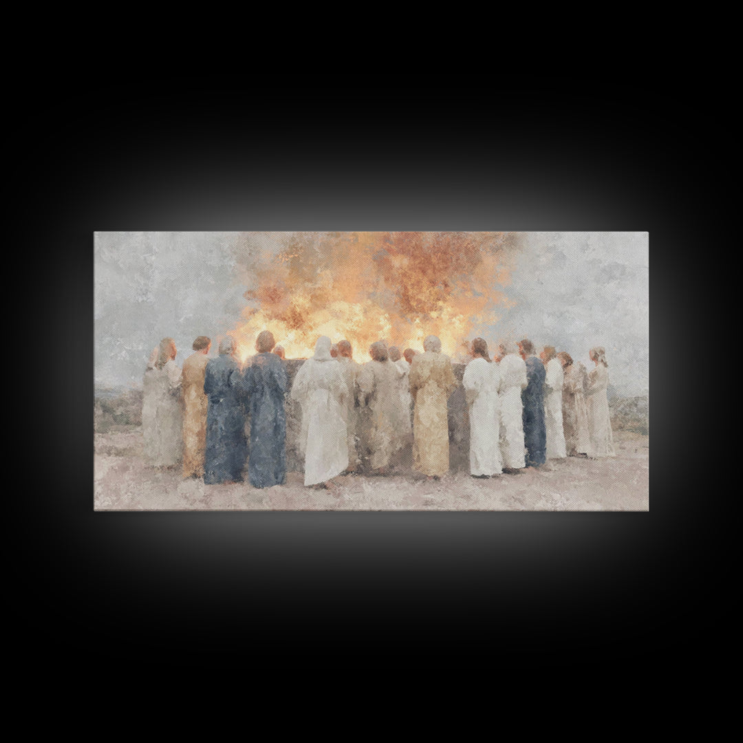 Sacred Gathering – Framed Canvas Print – Christian Wall Art – Jesus Painting – Christian Art Canvas – Christmas Art