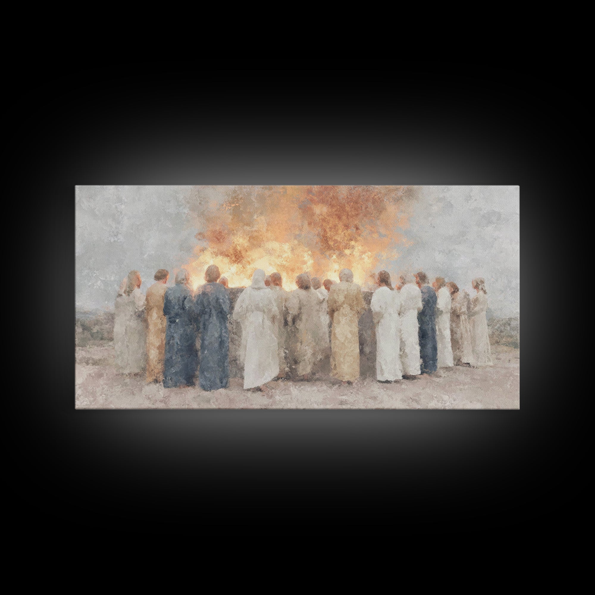 Sacred Gathering – Framed Canvas Print – Christian Wall Art – Jesus Painting – Christian Art Canvas – Christmas Art