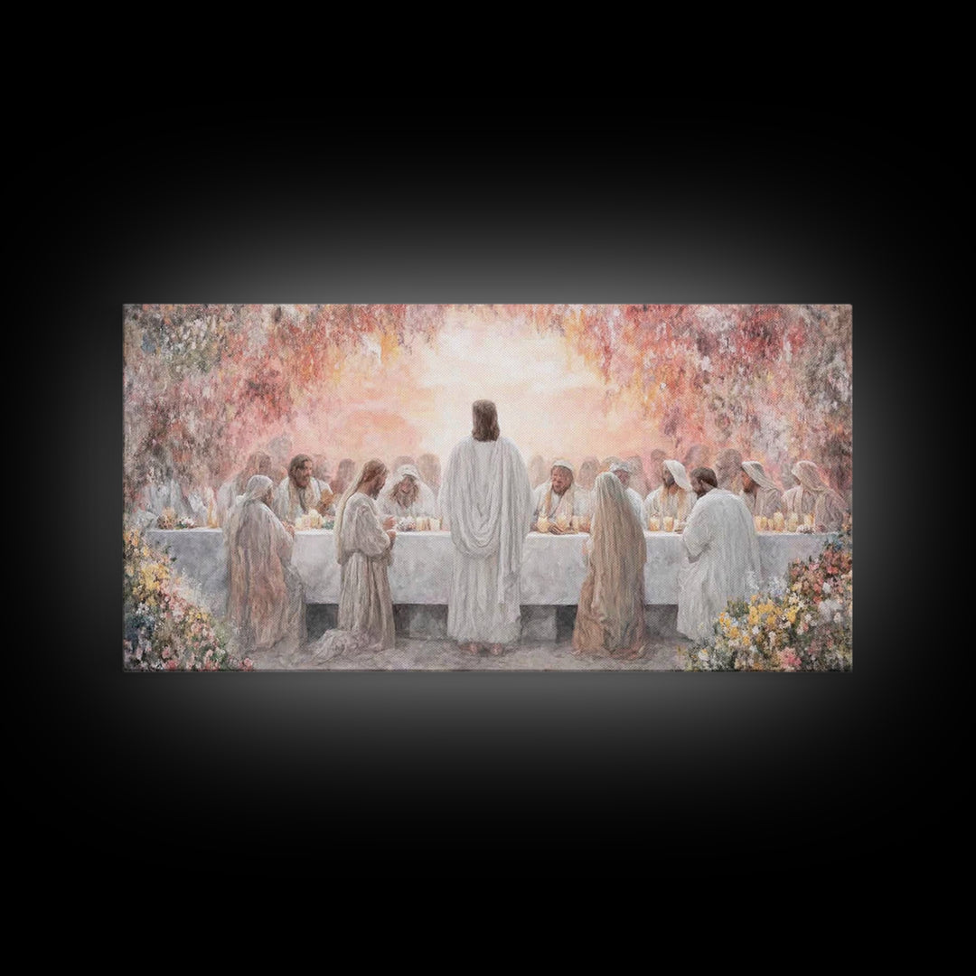 Radiant Supper | Framed Canvas Print | Christian Wall Art | Jesus Painting | Christian Christmas Art | Christian Art Canvas