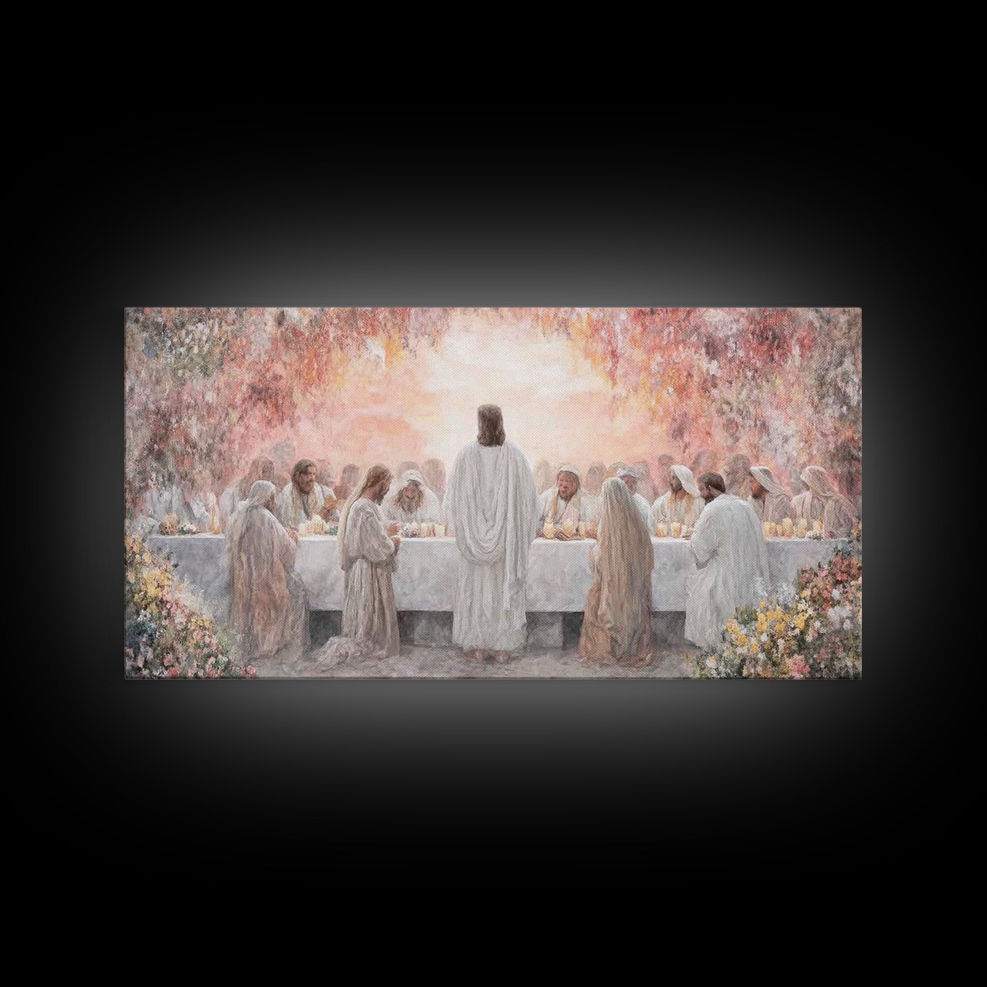 Radiant Supper | Framed Canvas Print | Christian Wall Art | Jesus Painting | Christian Christmas Art | Christian Art Canvas