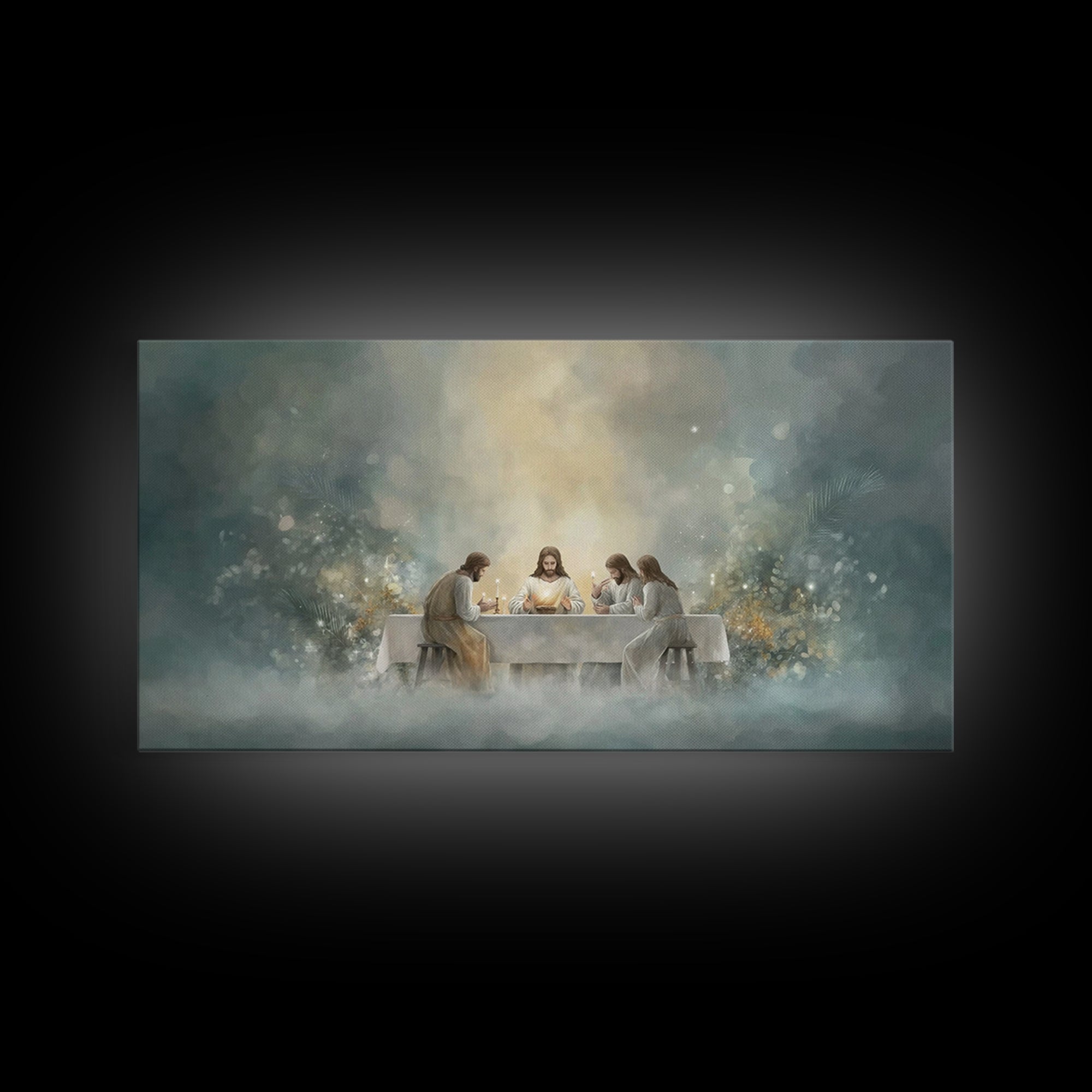 Heavenly Banquet – Framed Canvas Print – Christian Art Canvas – Jesus Painting – Christian Wall Art – Christmas Art Prints