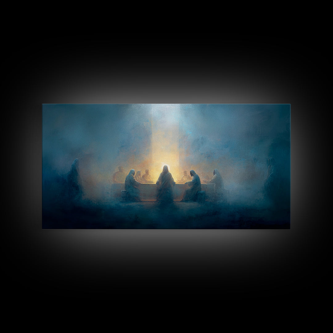 Sacred Communion, Framed Canvas Print, Christian Art Canvas, Christian Painting, Jesus Christmas Art, Christmas Wall Art