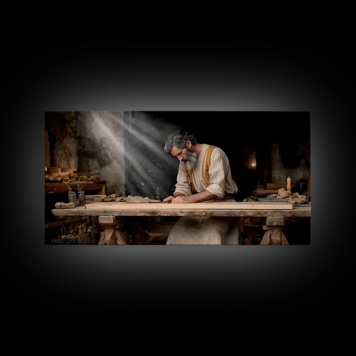 Workshop Of Faith – Framed Canvas Print – Christian Art Canvas – Christian Wall Art – Jesus Painting – Christian Decor – Christian Gift