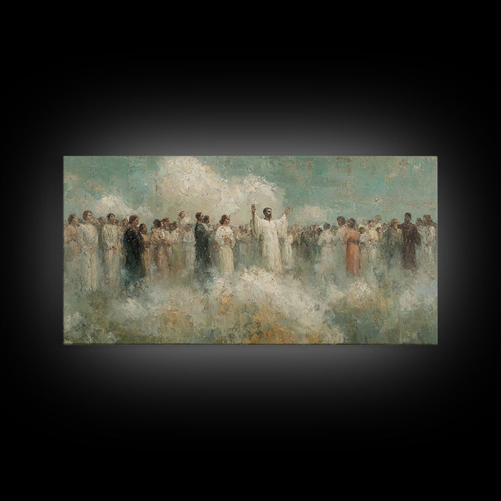 Heavenly Gathering – Framed Canvas Print – Christian Art Canvas – Christian Wall Art – Christian Christmas Art – Large Christian Painting –