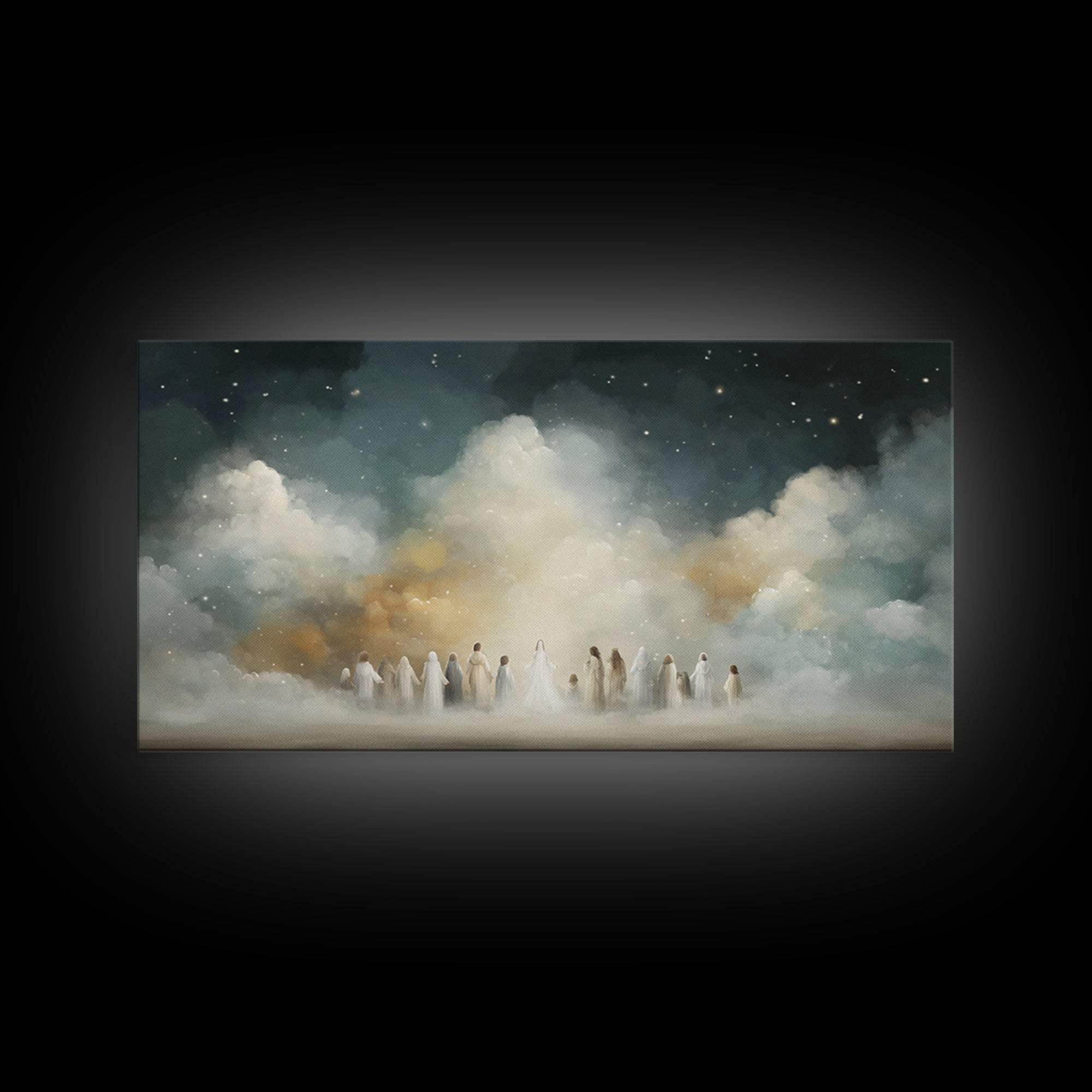 Starry Ascension – Framed Canvas Print – Christian Christmas Art – Christian Wall Art – Modern Christian Art – Christian Art Canvas – Chris