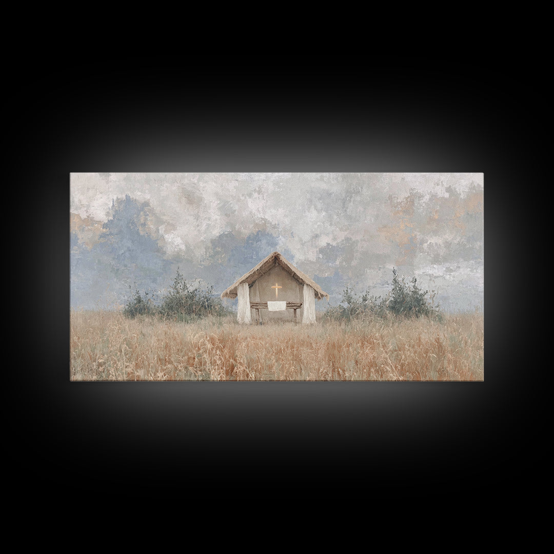 Fieldside Sanctuary – Framed Canvas Print – Christian Decor – Christian Wall Art – Minimalist Christian Art – Christian Art Canvas – Subtle