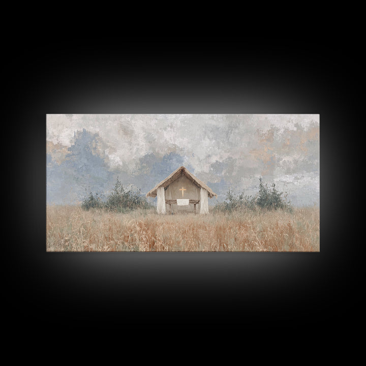 Fieldside Sanctuary – Framed Canvas Print – Christian Decor – Christian Wall Art – Minimalist Christian Art – Christian Art Canvas – Subtle