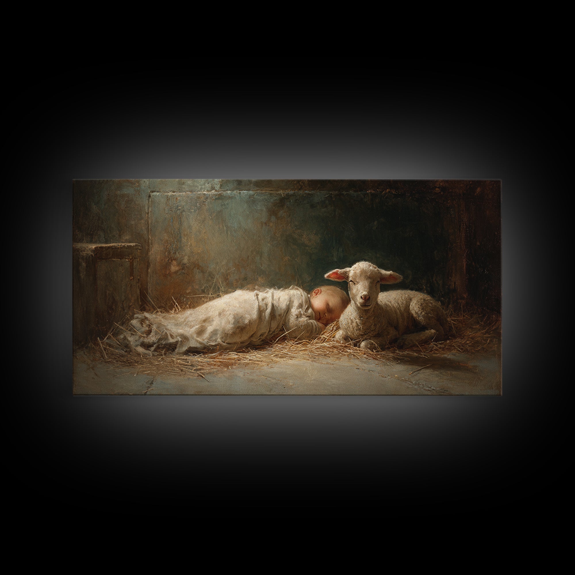 Shepherd Light | Framed Canvas Print | Christian Art Canvas | Jesus Painting | Christian Wall Art | Christian Christmas Art | Christmas Art