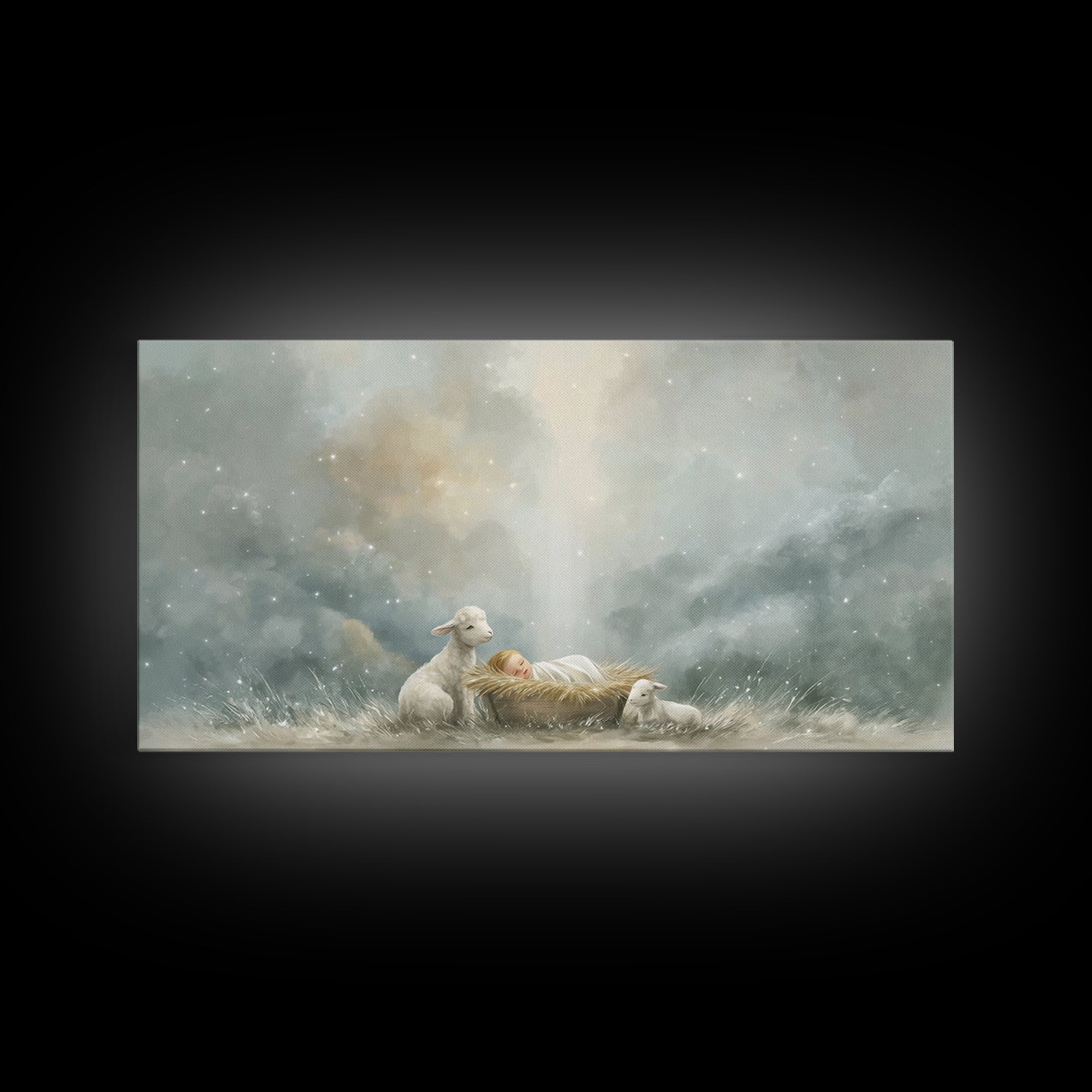 Lamb Of Peace – Framed Canvas Print – Christian Wall Art – Christian Art Canvas – Jesus Painting – Christian Christmas Art – Christmas Art