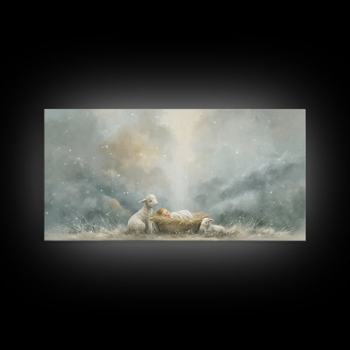 Lamb Of Peace – Framed Canvas Print – Christian Wall Art – Christian Art Canvas – Jesus Painting – Christian Christmas Art – Christmas Art