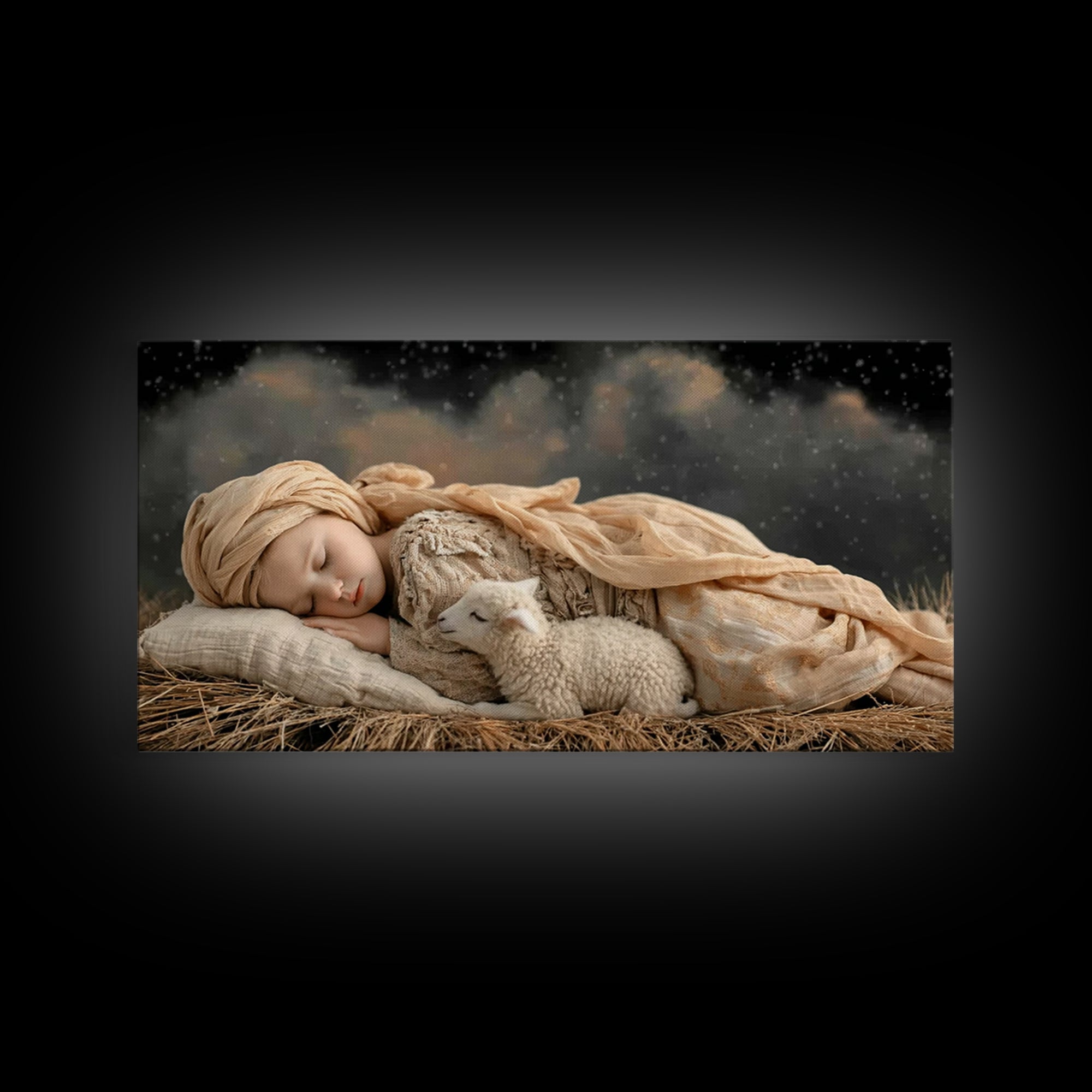 Gentle Nativity, Framed Canvas Print, Christian Art Canvas, Christian Christmas Art, Christmas Art, Christian Wall Art, Jesus Painting