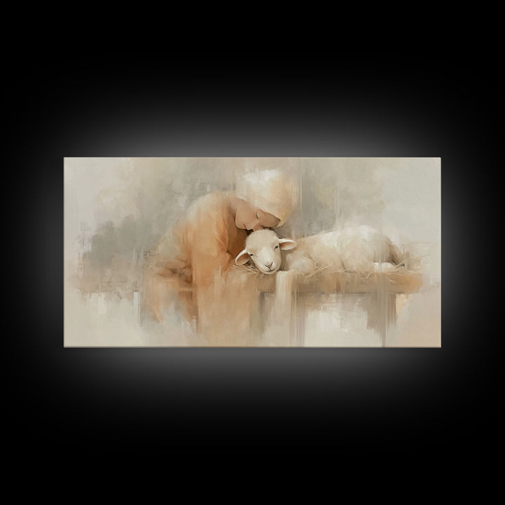 Tender Blessing – Framed Canvas Print – Christian Art Canvas – Christian Christmas Art – Christian Wall Art – Jesus Painting – Christmas Ar