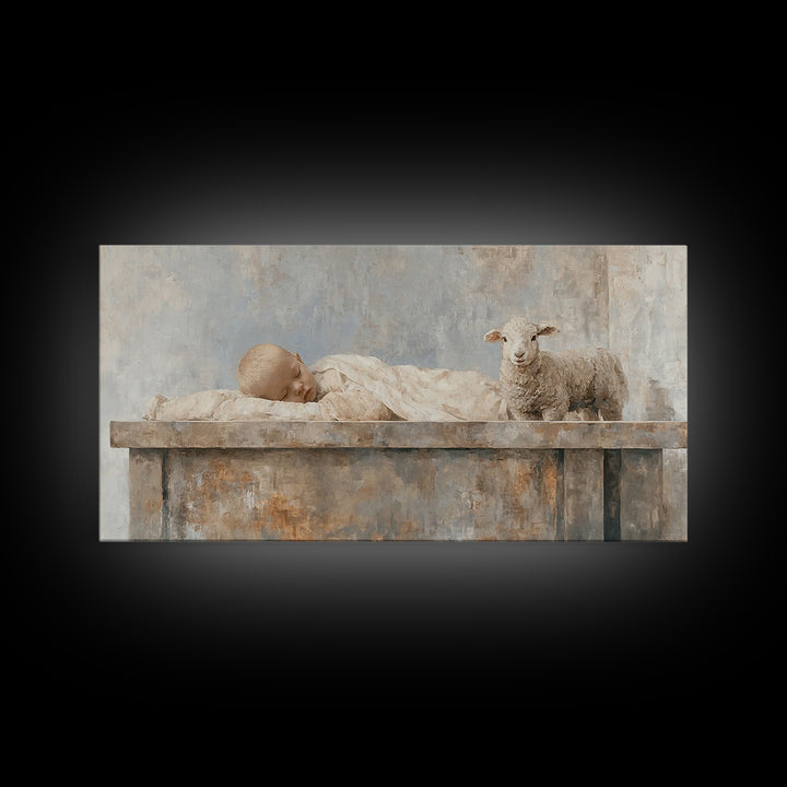 Manger Peace Dawn – Framed Canvas Print – Christian Wall Art – Christian Art Canvas – Jesus Christmas Art – Christmas Art Prints