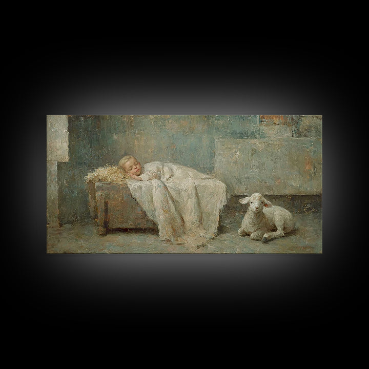 Silent Holy Rest – Framed Canvas Print – Christian Art Canvas – Christmas Wall Art – Jesus Painting – Christian Christmas Decor
