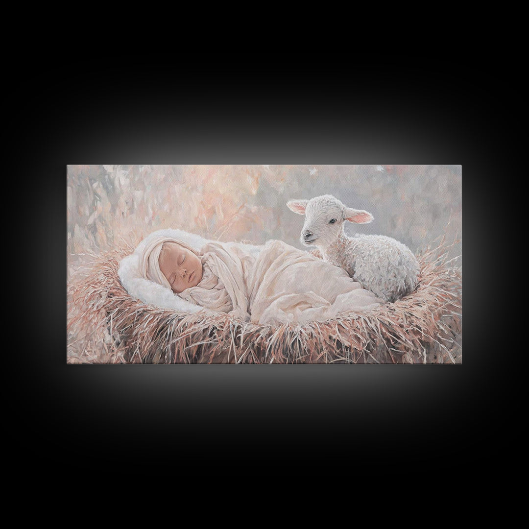 Light Of Nativity – Framed Canvas Print – Christian Art Canvas – Christian Christmas Art – Jesus Painting – Christmas Wall Art