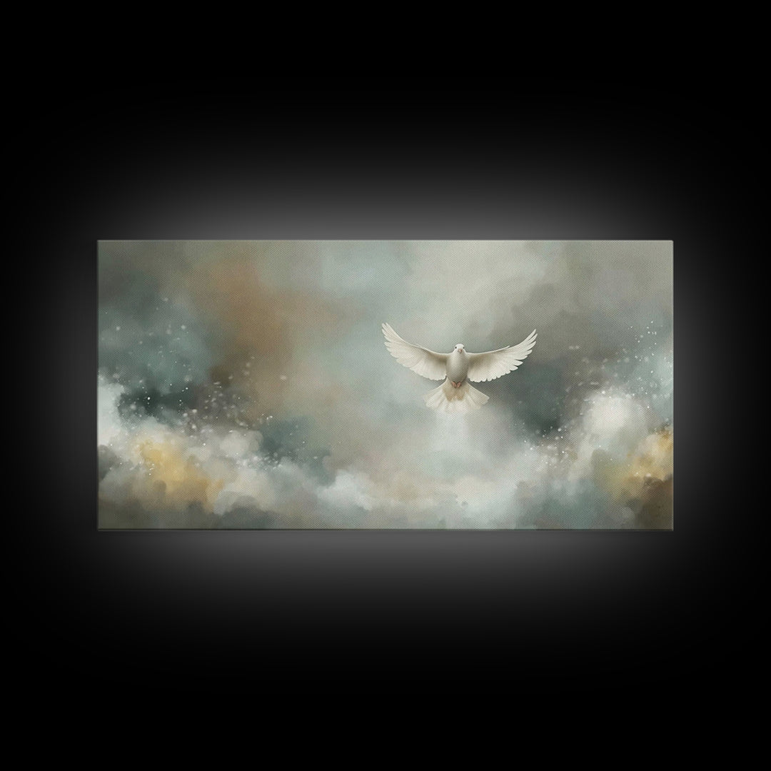 Cloudborne Peace – Framed Canvas Print – Christian Art Print – Blue Christian Art – Christian Decor For Home – Christmas Art