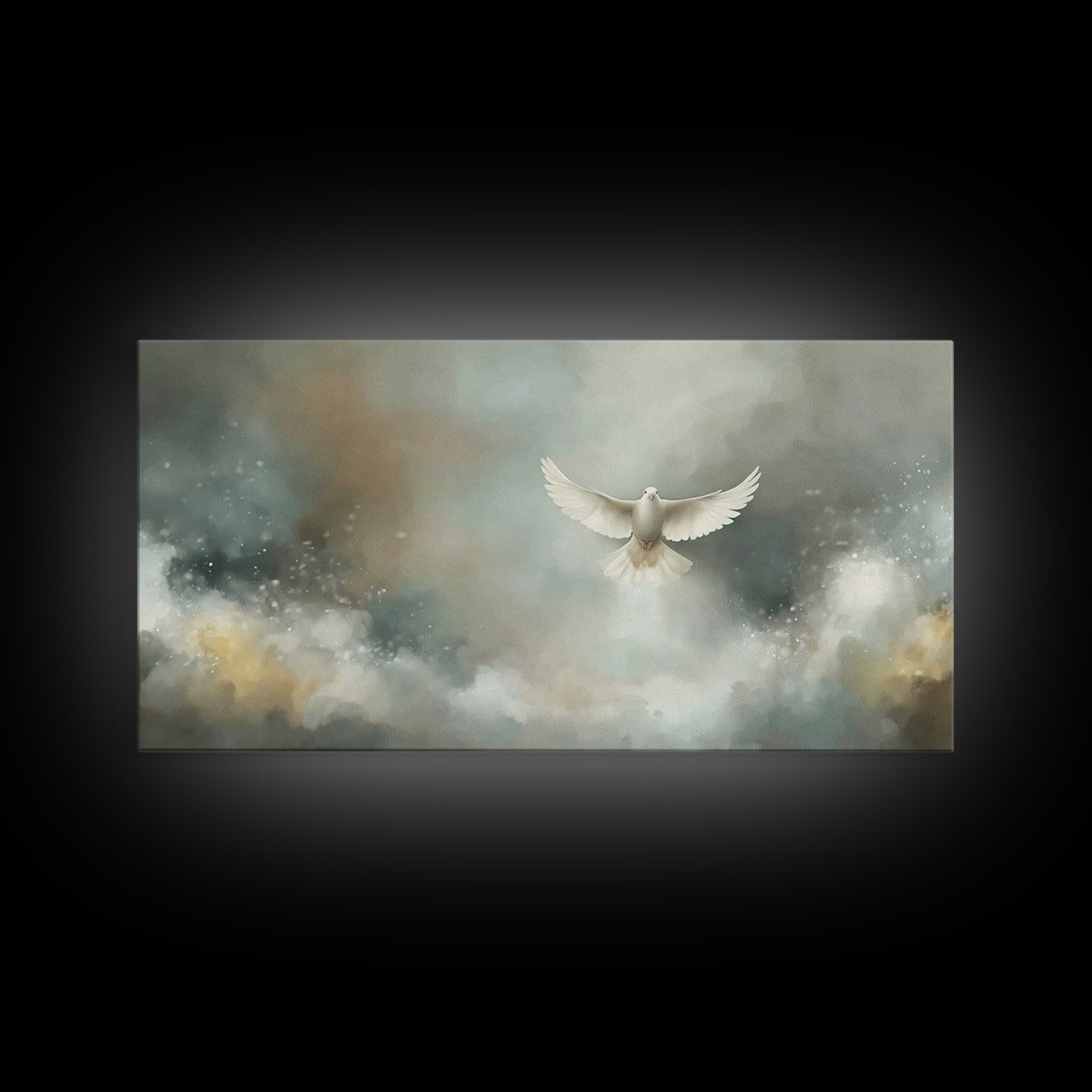 Cloudborne Peace – Framed Canvas Print – Christian Art Print – Blue Christian Art – Christian Decor For Home – Christmas Art