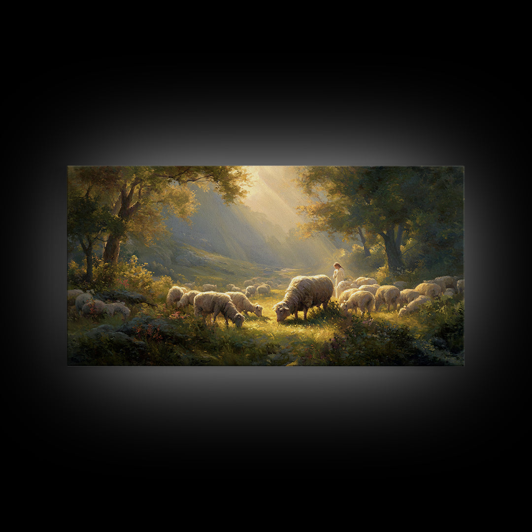 Shepherds Of Light – Framed Canvas Print – Christian Wall Art – Christian Art Canvas – Jesus Painting – Christmas Art – Christian Christmas